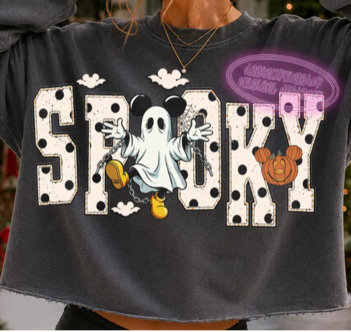 RTS SPOOKY MIC KEY POLKA DOT DTF DIRECT TO FILM transfers ADULT 10.5X11.5