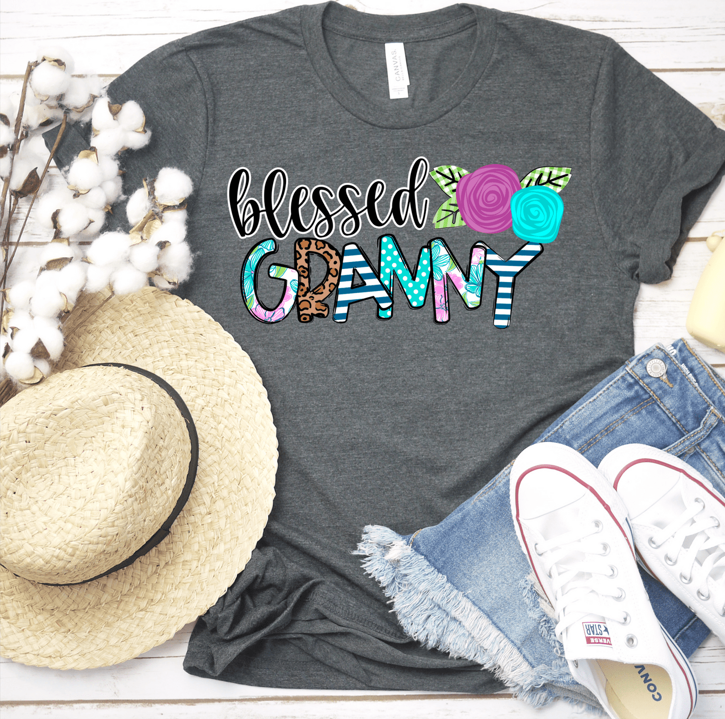 Blessed Granny flowers DTF TRANSFERPRINT TO ORDER - Do it yourself Transfers