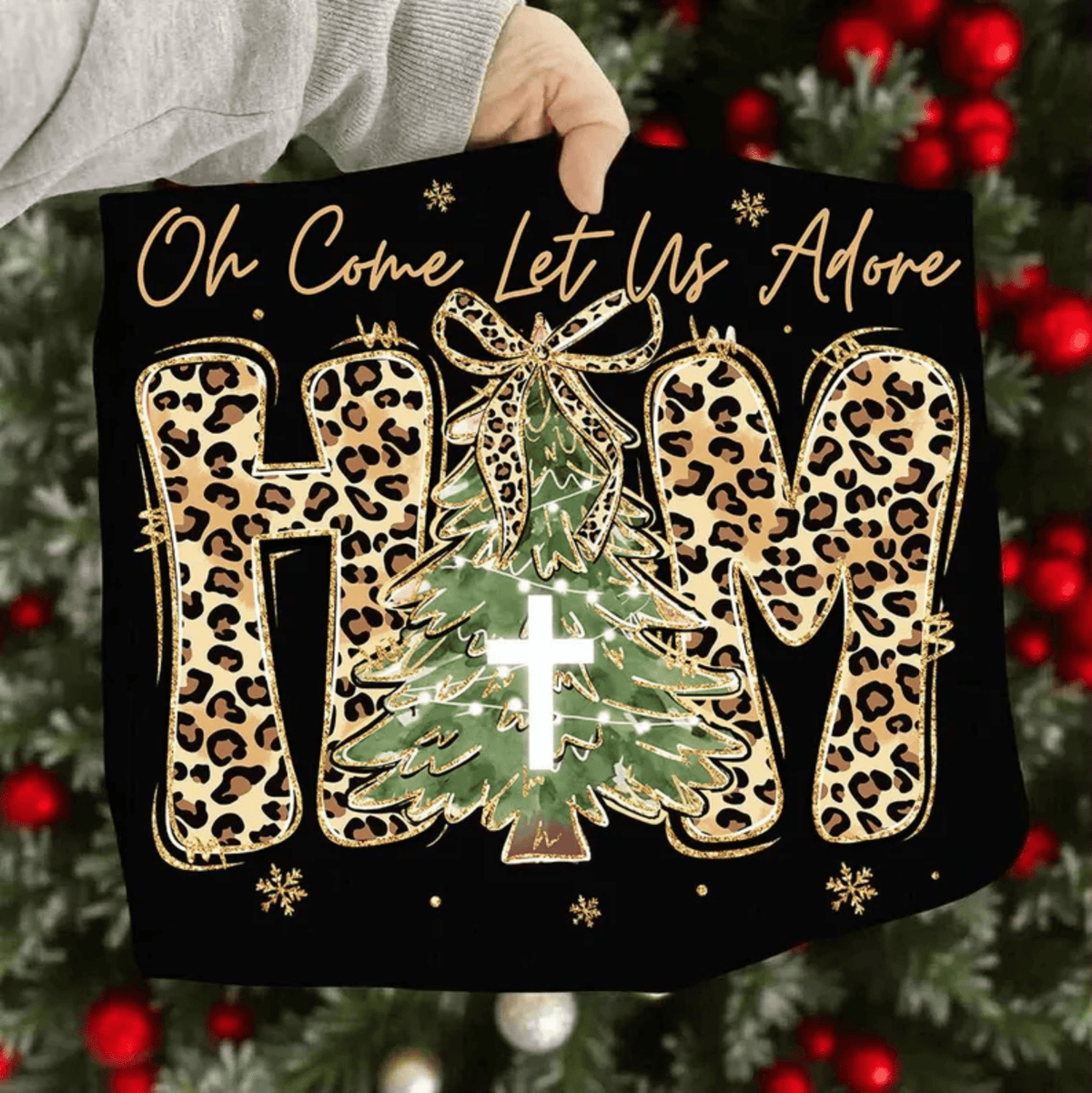OH COME LET US ADORE HIM LEOPARD TREE DTF size ADULT 8.5x11.5 DTF TRANSFER PRINT TO ORDER - Do it yourself Transfers