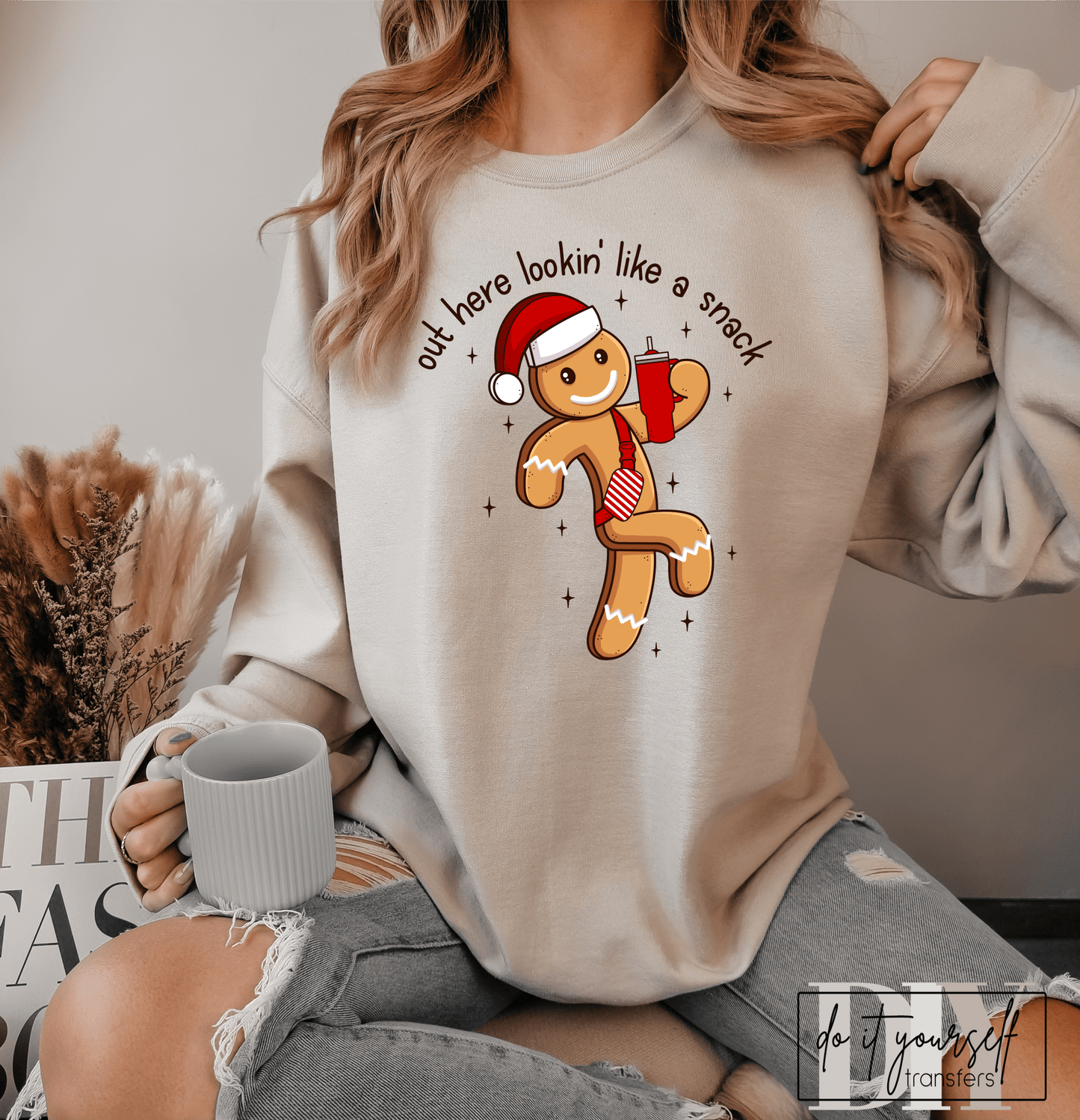 Out here lookin' like a snack Gingerbread man crossbody red skinny DTF TRANSFER PRINT TO ORDER 575 - Do it yourself Transfers