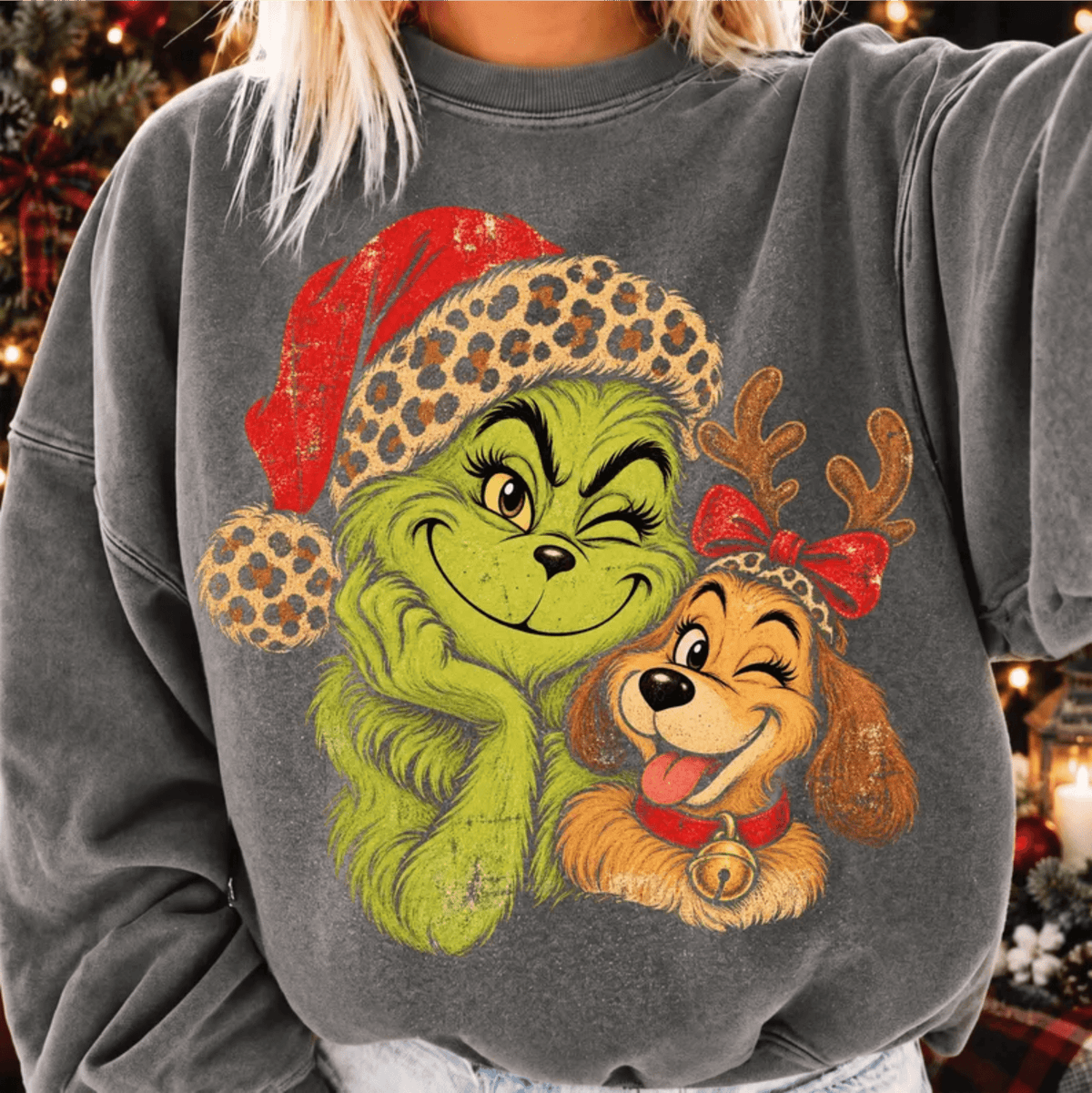 RTS GREEN MAN AND DOG CHRISTMAS DTF DIRECT TO FILM transfers ADULT 10.5X11.5 - Do it yourself Transfers