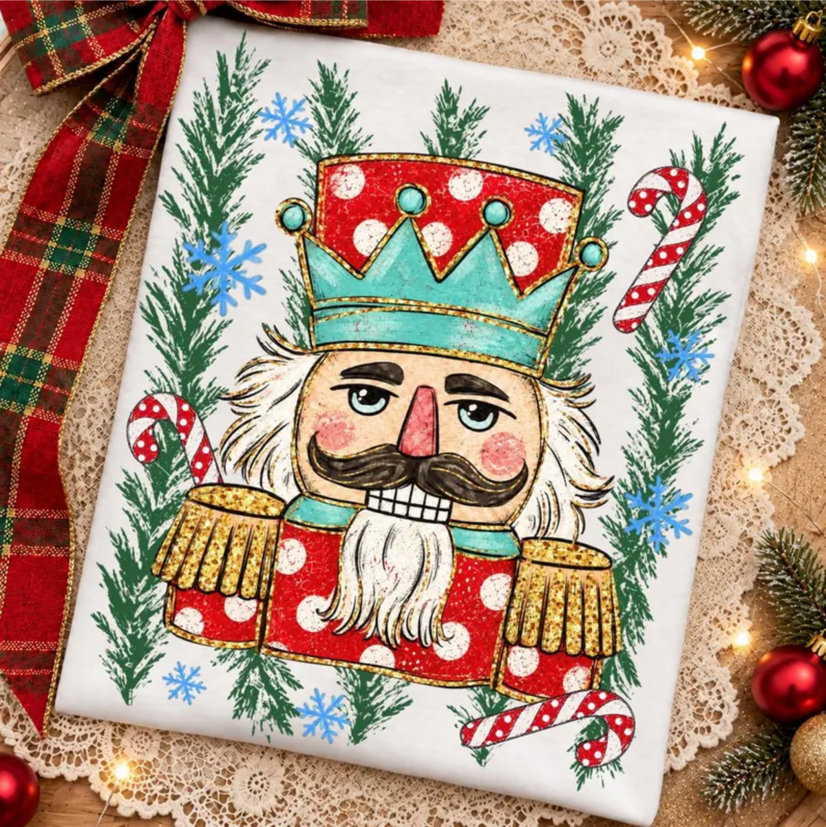 RTS NUTCRACKER CANDY CANES CHRISTMAS DTF DIRECT TO FILM transfers ADULT 10.5X11.5 - Do it yourself Transfers