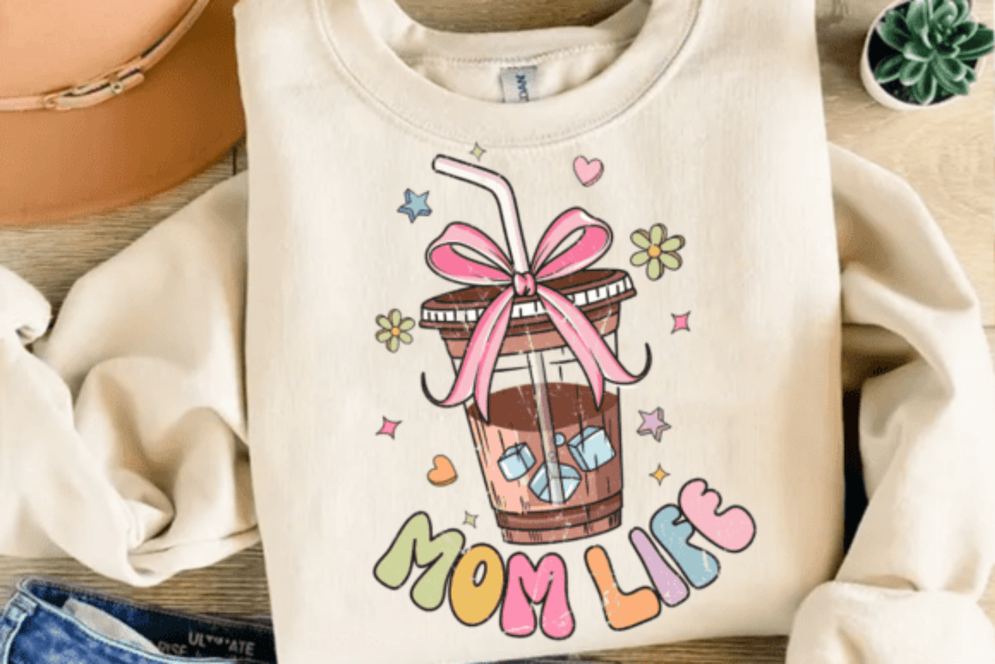 TRANSFER TUESDAY MOM LIFE ICED COFFEE CUP BOW DTF DIRECT TO FILM transfers size ADULT 10X12 - Do it yourself Transfers