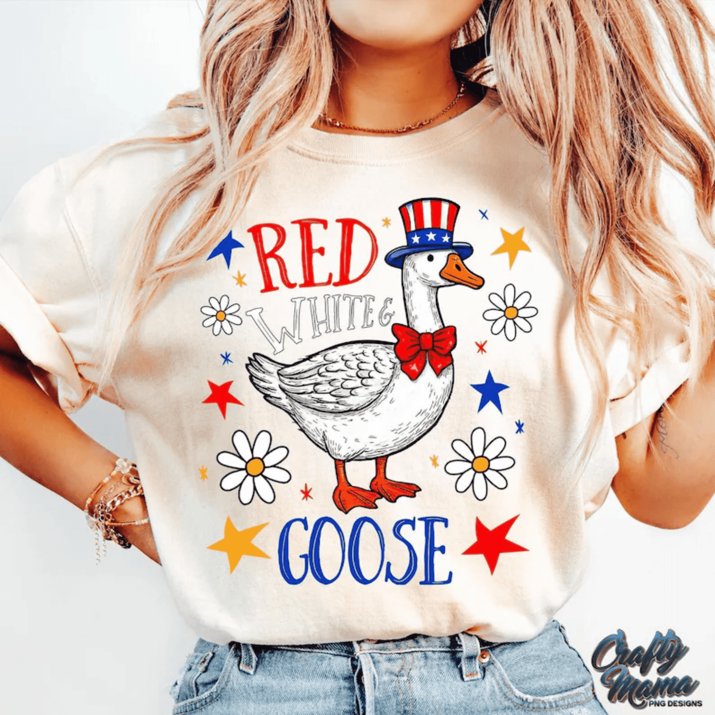 TRANSFER TUESDAY RED WHITE GOOSE JULY 4TH DTF DIRECT TO FILM transfers ADULT 10X12 - Do it yourself Transfers