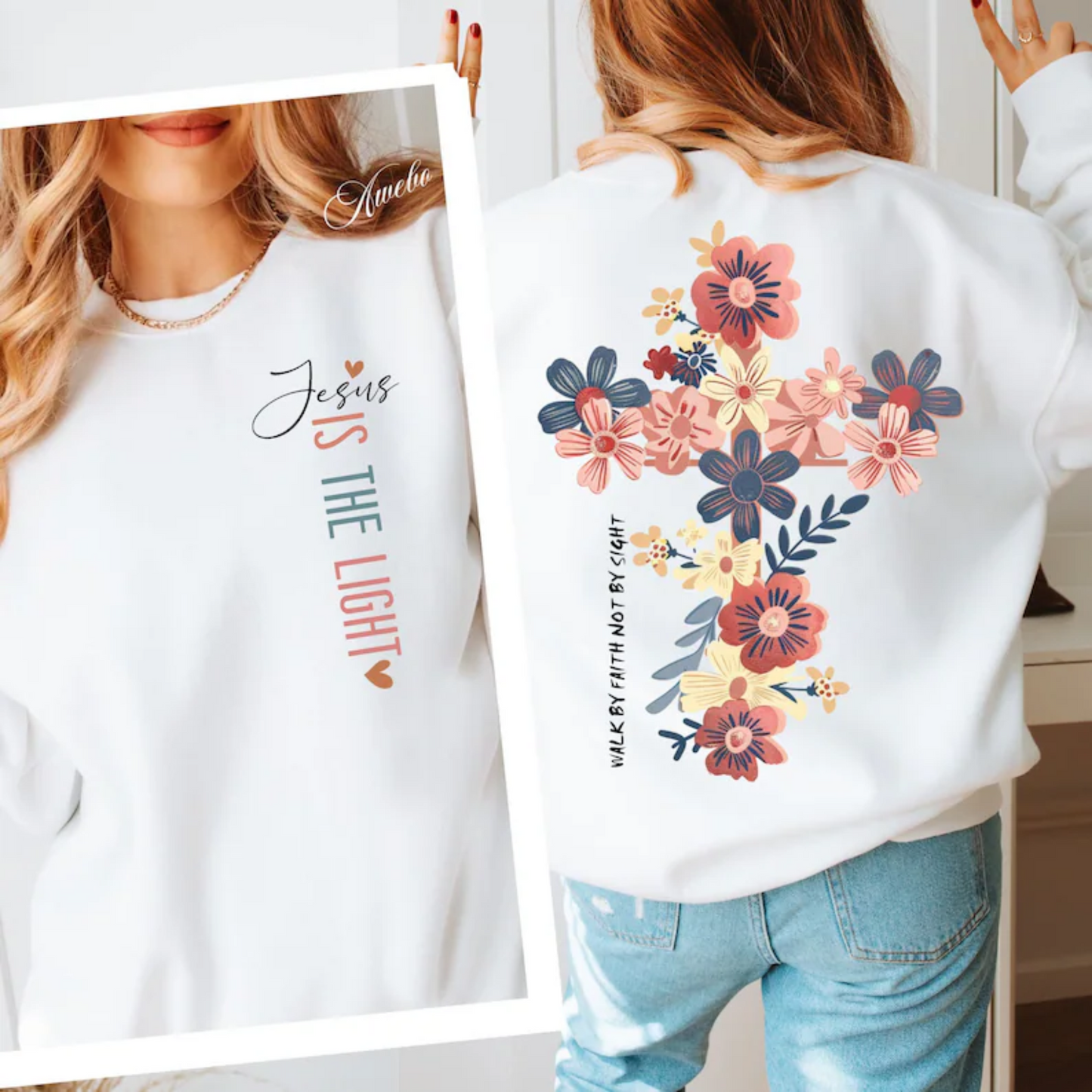 JESUS IS THE LIGHT CROSS DTF TRANSFER PRINT TO ORDER 705