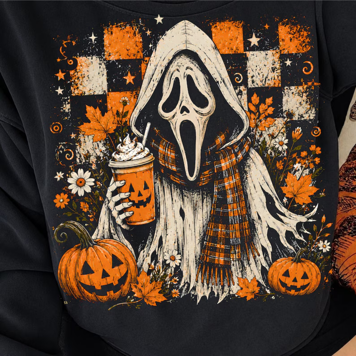 RTS SCREAM HALLOWEEN CHECKER ORANGE DTF DIRECT TO FILM transfers ADULT 10X11.5