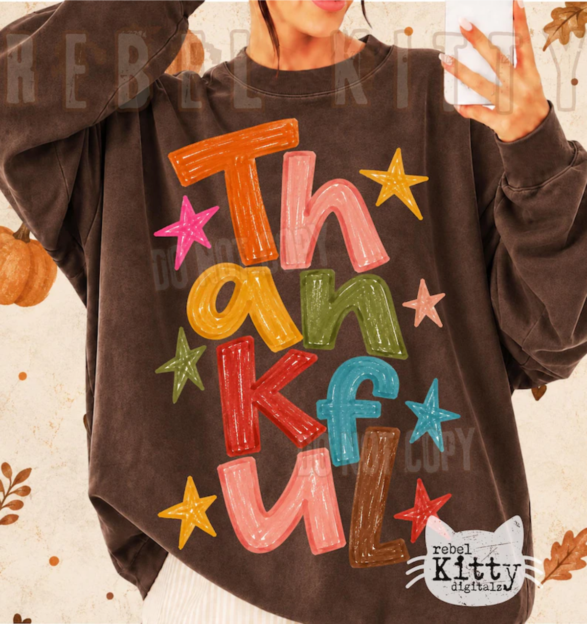 RTS THANKFUL MULTI COLOR DTF DIRECT TO FILM transfers ADULT 10.5X11.5