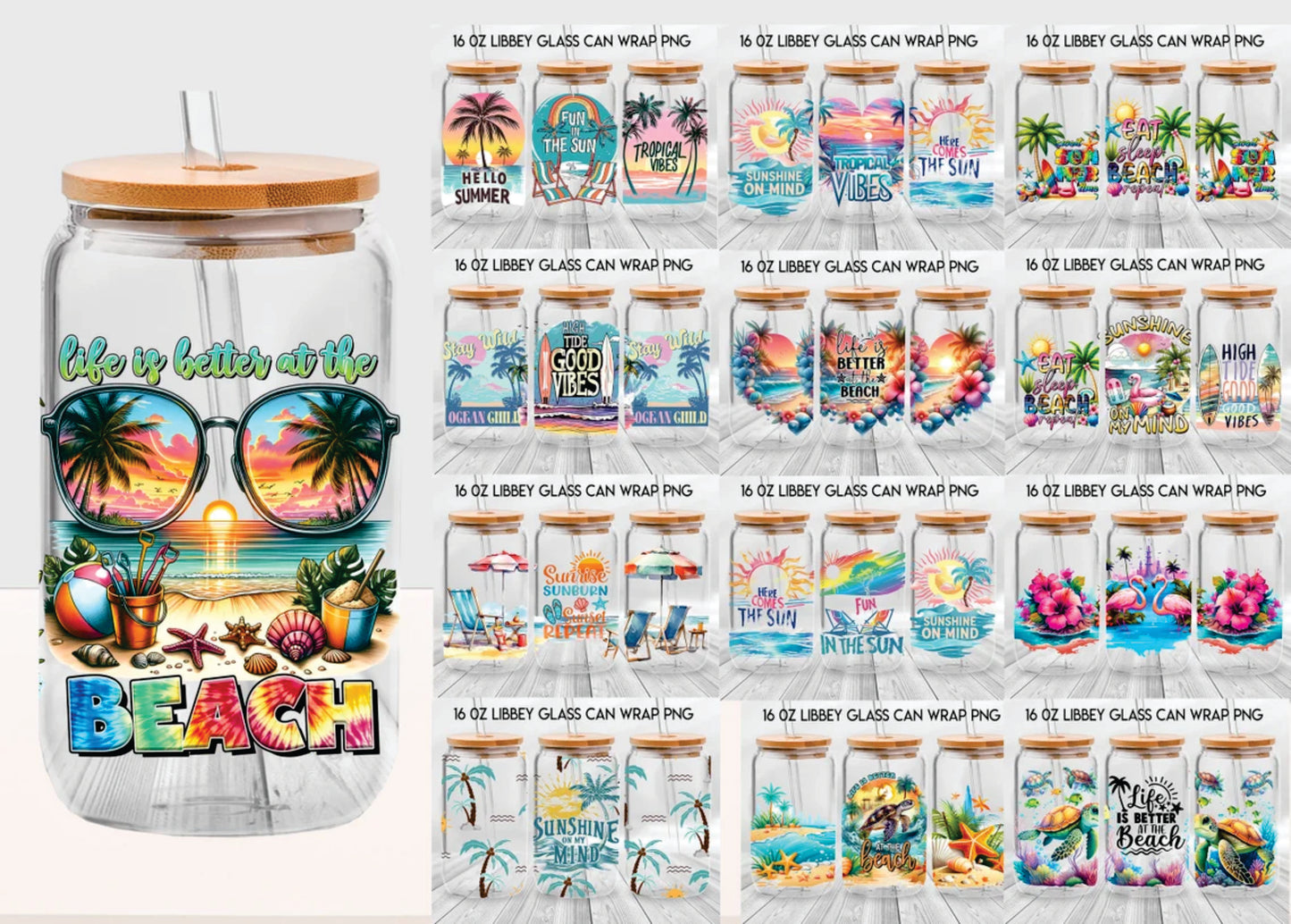 UV DTF GRAB BAG CUP WRAPS (LIBBEY GLASSWARE) SUMMER THEMED