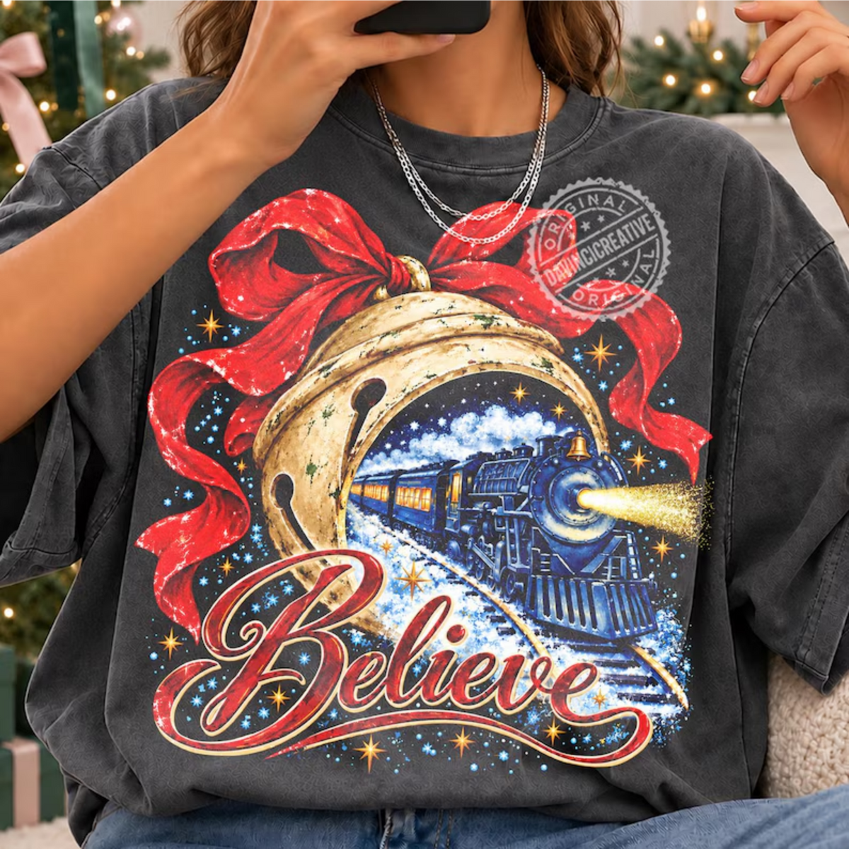 BELIEVE BELL TRAIN DTF size ADULT 8.5x11.5 DTF TRANSFER PRINT TO ORDER - Do it yourself Transfers