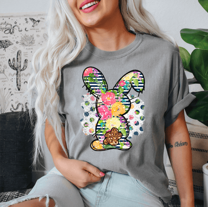Easter Bunny NAVY Polka dot gold tail size ADULT DTF TRANSFERPRINT TO ORDER - Do it yourself Transfers