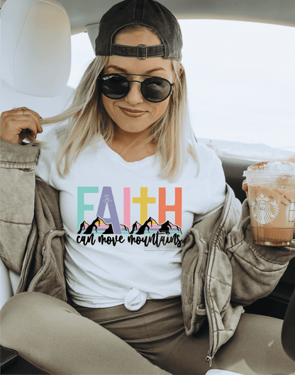 Faith can move moutains colorful cross size ADULT DTF TRANSFERPRINT TO ORDER - Do it yourself Transfers