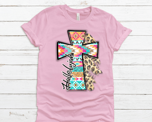 Hallelujah cross leopard cross Easter DTF TRANSFERPRINT TO ORDER - Do it yourself Transfers