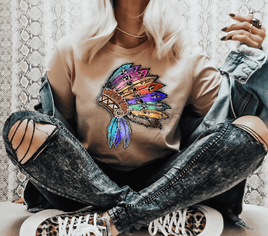 Head Dress Leopard Native multi color neon size ADULT DTF TRANSFERPRINT TO ORDER - Do it yourself Transfers