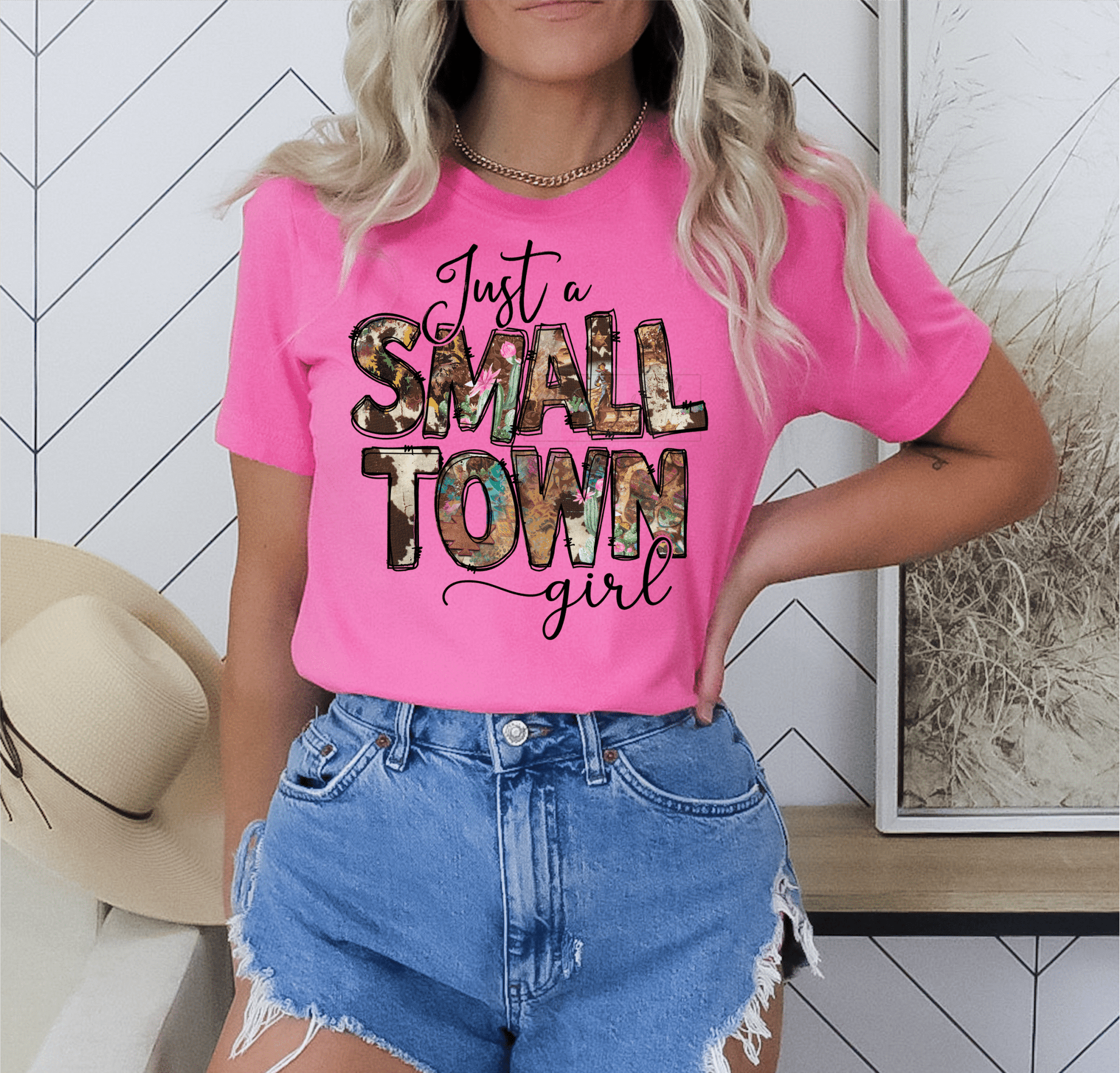 Just a SMALL TOWN girl flowers size ADULT DTF TRANSFERPRINT TO ORDER - Do it yourself Transfers