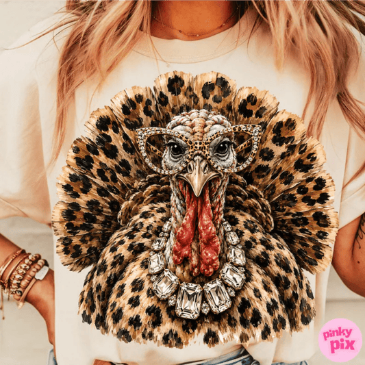 LEOPARD TURKEY THANKSGIVING DTF size ADULT 8.5x11.5 DTF TRANSFER PRINT TO ORDER - Do it yourself Transfers