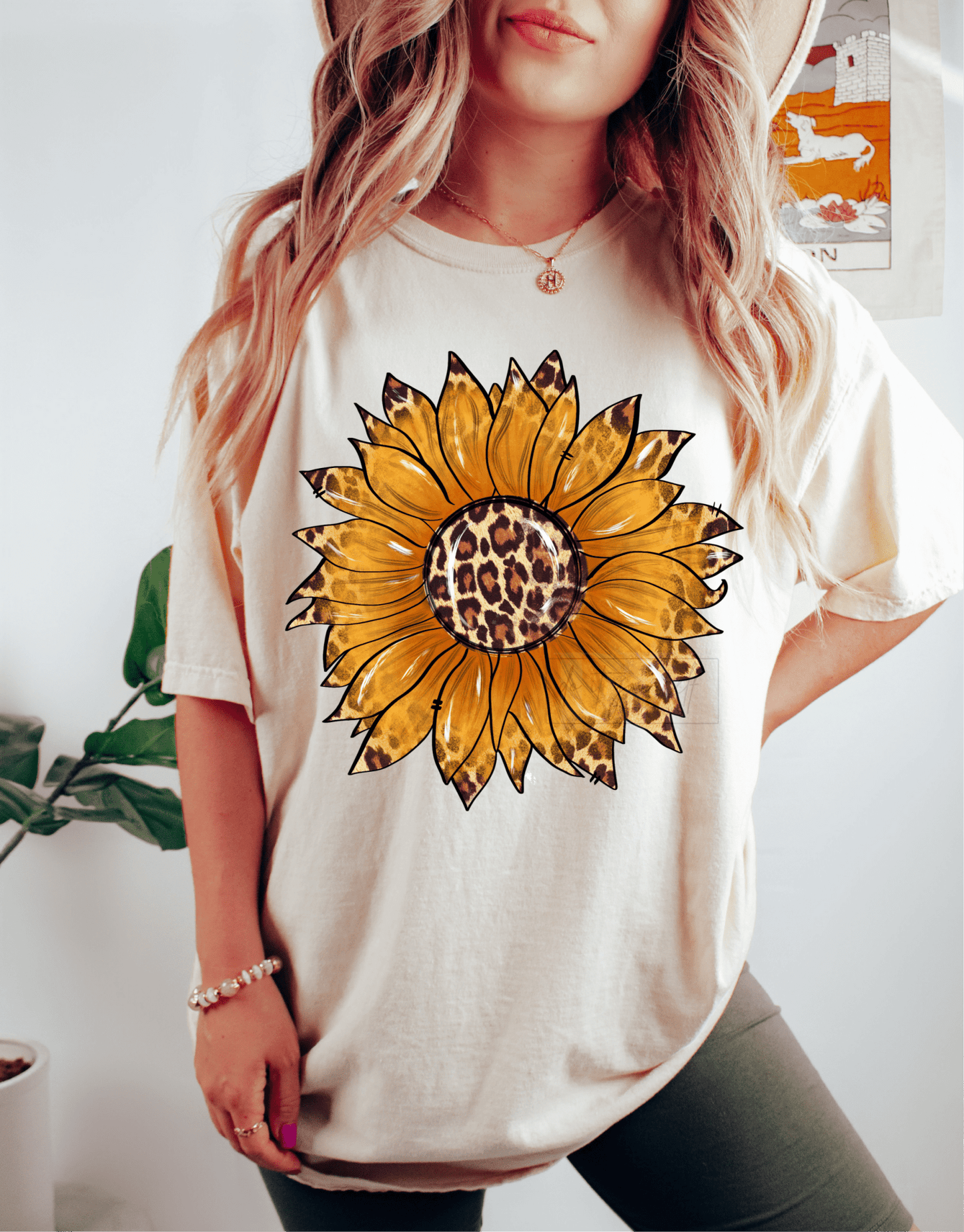 Leopard Yellow SUNFLOWER size ADULT 11x17 DTF TRANSFERPRINT TO ORDER - Do it yourself Transfers