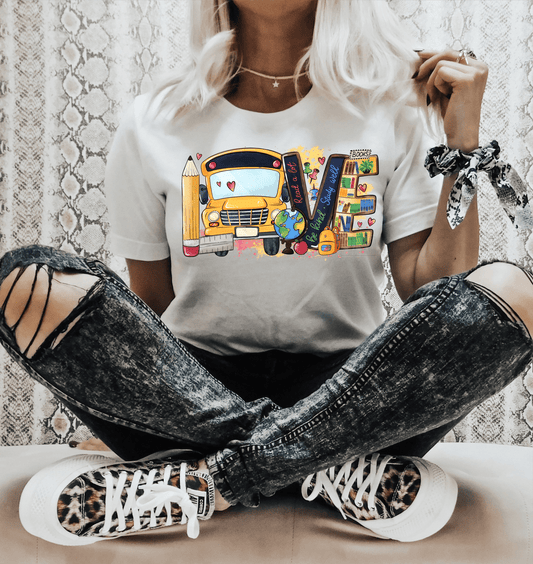 Love School Read a lot. Be kind. Study well. Bus size ADULT DTF TRANSFERPRINT TO ORDER - Do it yourself Transfers