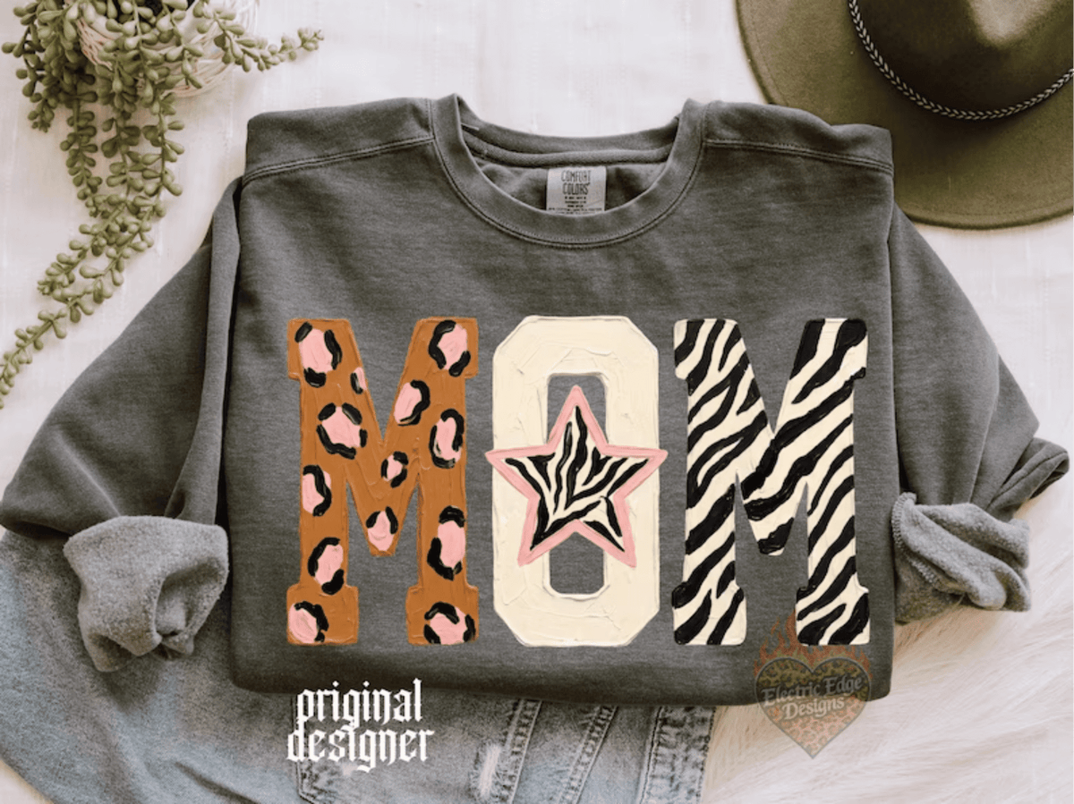 MOM LEOPARD CREAM ZEBRA DTF size ADULT 8.5x11.5 DTF TRANSFER PRINT TO ORDER - Do it yourself Transfers
