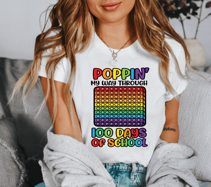 Poppin' my way through 100 days of schools size DTF TRANSFERPRINT TO ORDER - Do it yourself Transfers