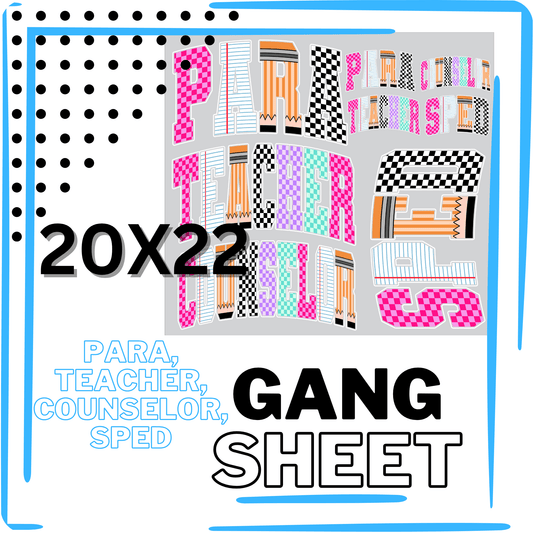 PRE - MADE PARA TEACHER COUNSELOR SPED POCKETS DTF DIRECT TO FILM transfers size 22x20 - Do it yourself Transfers