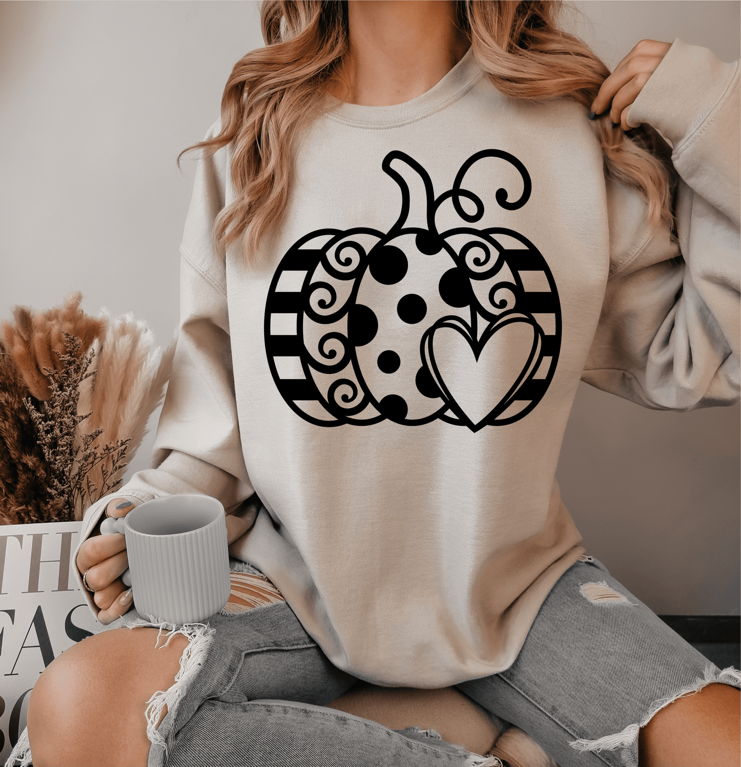 PUMPKIN polka dot heart stripes SINGLE COLOR BLACK size ADULT DTF TRANSFERPRINT TO ORDER - Do it yourself Transfers