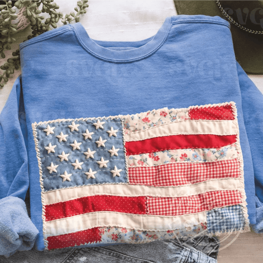 RTS AMERICAN FLAG YARN DTF DIRECT TO FILM transfers ADULT 10X11.5 - Do it yourself Transfers