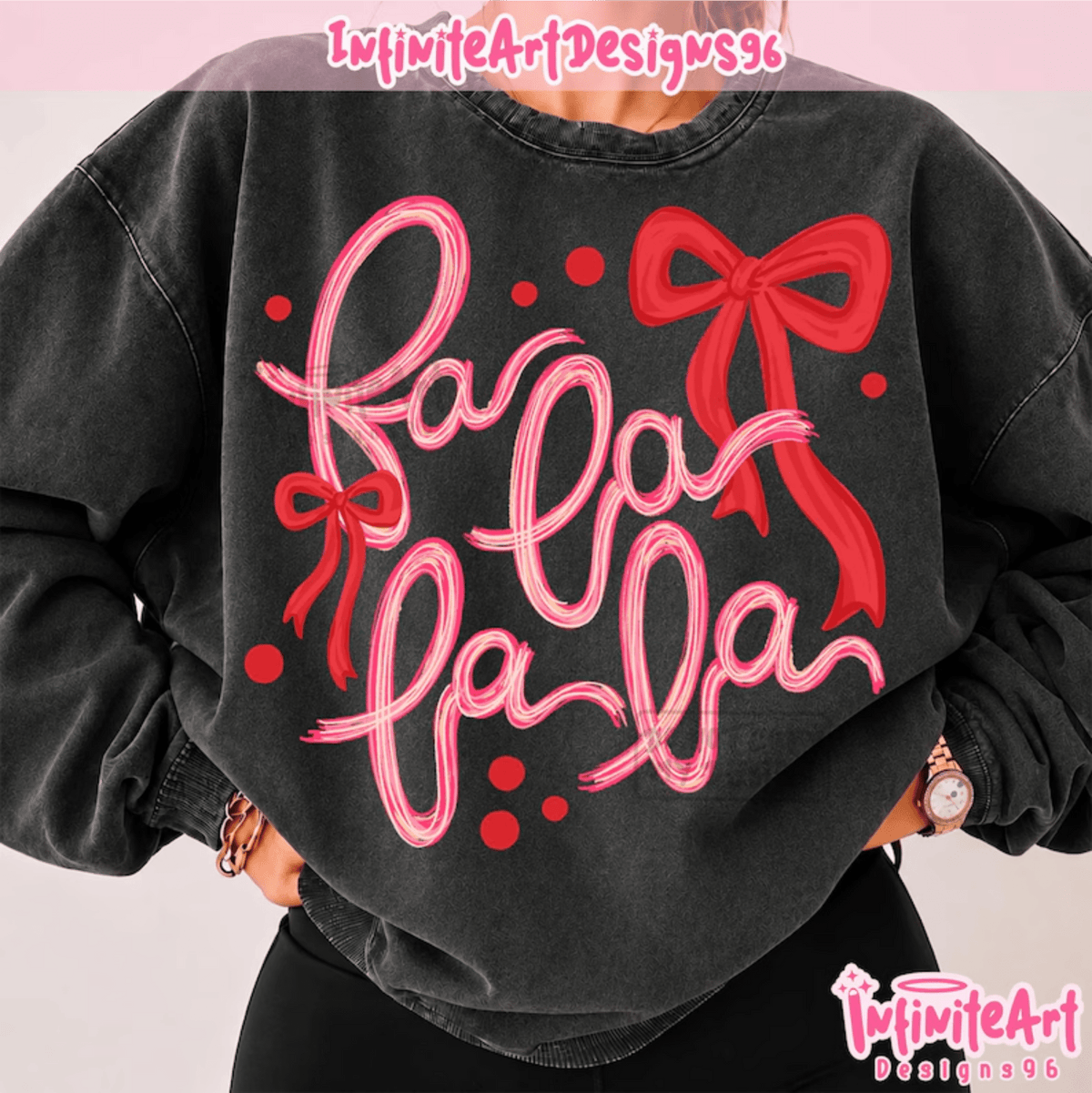 RTS FA LA LA PINK RED DTF DIRECT TO FILM transfers ADULT 10.5X11.5 - Do it yourself Transfers