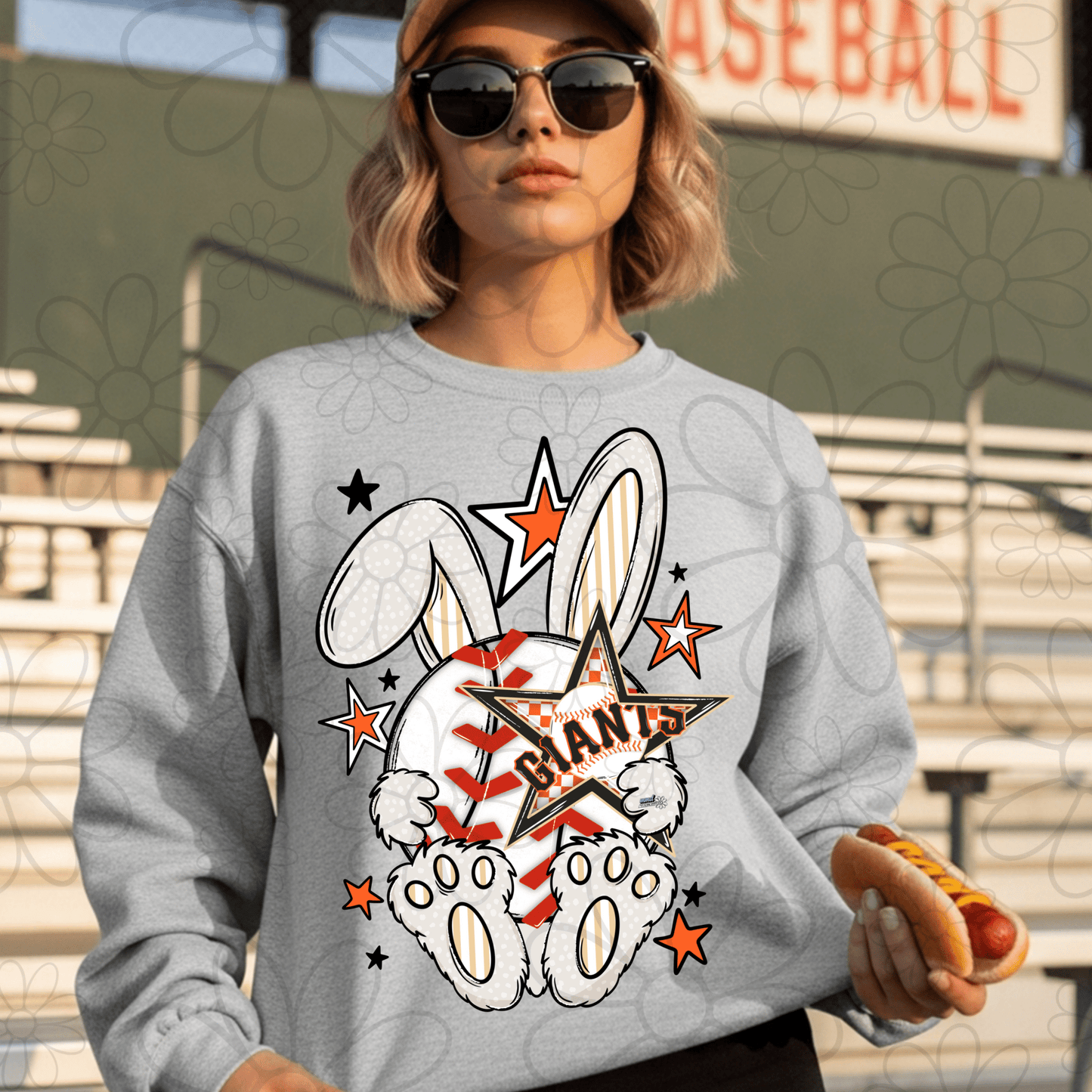 RTS GIANTS EASTER BUNNY BASEBALL DTF DIRECT TO FILM transfers ADULT 10X11.5 - Do it yourself Transfers