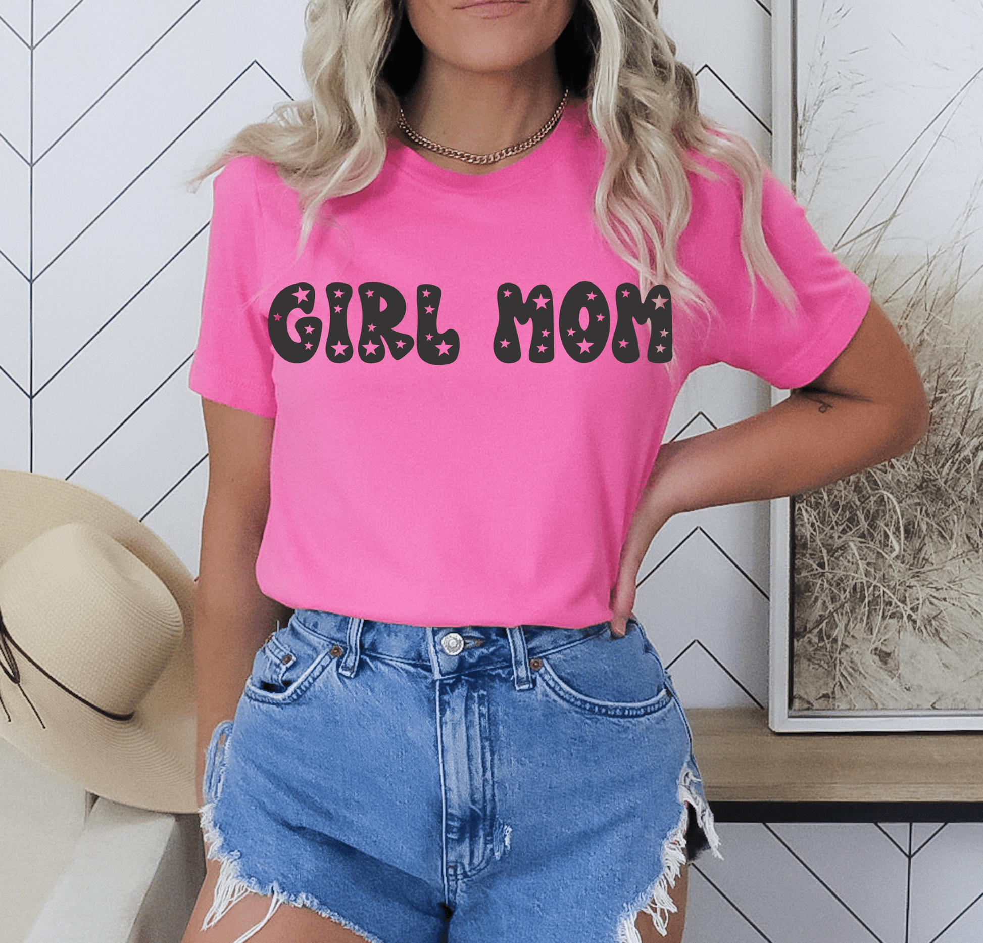 RTS GIRL MOM STARS SINGLE COLOR BLACK Screen Print transfers size ADULT 7X12 - Do it yourself Transfers