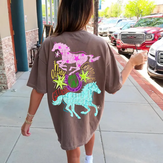 RTS HOWDY COWGIRL YEEHAW GIDDY HORSES DTF DIRECT TO FILM transfers ADULT 10X11.5 - Do it yourself Transfers