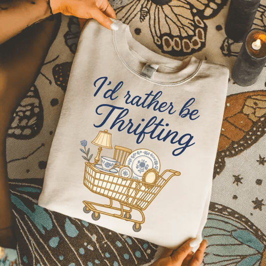 RTS I'D RATHER BE THRIFTING BASKET DTF DIRECT TO FILM transfers ADULT 10X11.5 - Do it yourself Transfers