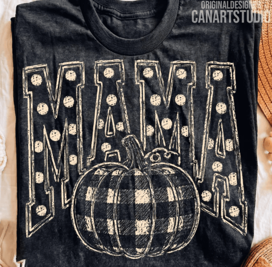 RTS MAMA PUMPKIN POLKA DOT DTF DIRECT TO FILM transfers ADULT 10.5X11.5 - Do it yourself Transfers