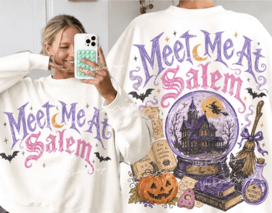 RTS MEET ME A SALEM HALLOWEEN DTF DIRECT TO FILM transfers ADULT 10.5X11.5 FRONT BACK - Do it yourself Transfers