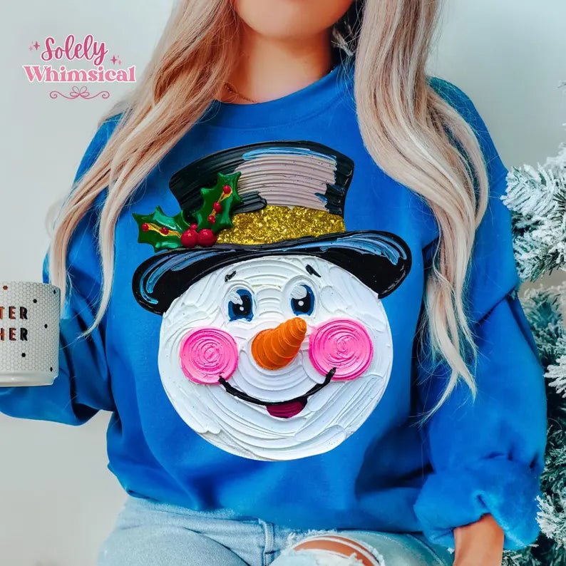 RTS SNOWMAN PINK CHEEKS DTF DIRECT TO FILM transfers ADULT 10X11.5 - Do it yourself Transfers