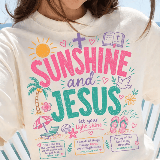 RTS SUNSHINE AND JESUS DTF DIRECT TO FILM transfers ADULT 10X11.5 - Do it yourself Transfers