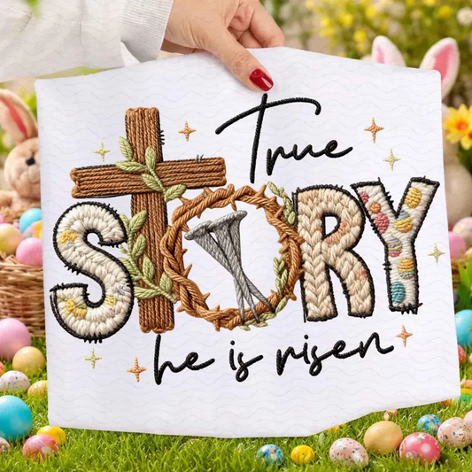 RTS TRUE STORY HE IS RISEN DTF DIRECT TO FILM transfers ADULT 10X11.5 - Do it yourself Transfers