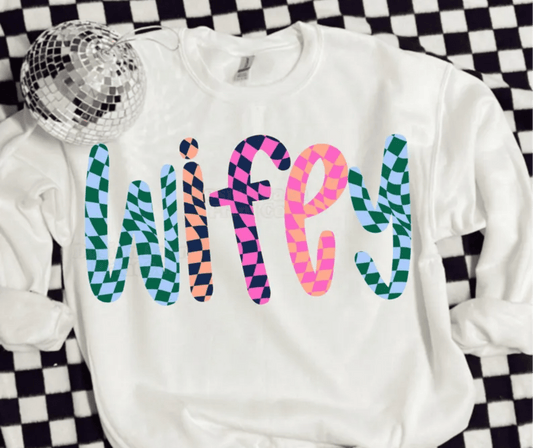 RTS WIFEY CHECKER MULTI COLOR DTF DIRECT TO FILM transfers ADULT 10X11.5 - Do it yourself Transfers