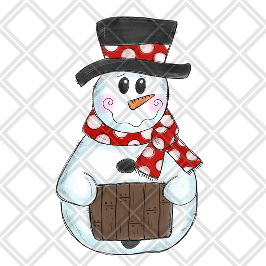 Snowman boy wood sign DTF TRANSFERPRINT TO ORDER - Do it yourself Transfers