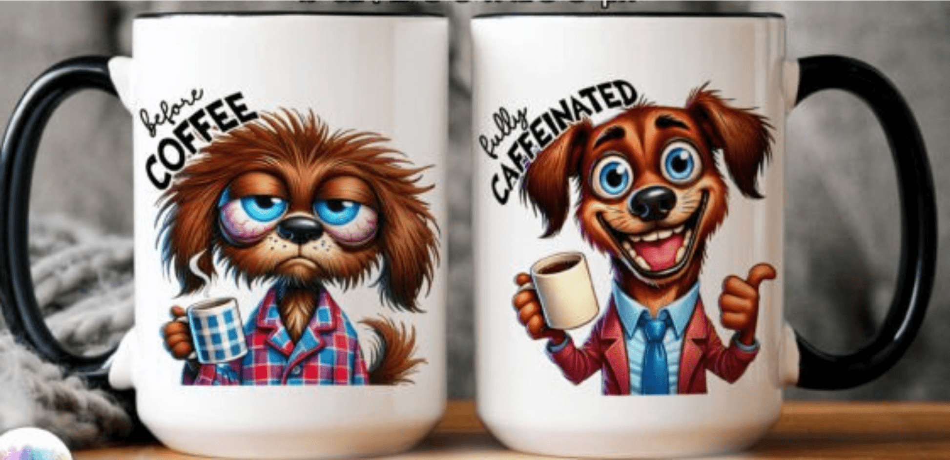 TRANSFER TUESDAY BEFORE COFFEE FULLY CAFFEINATED DOGGY SUIT TIE UV DTF - Do it yourself Transfers