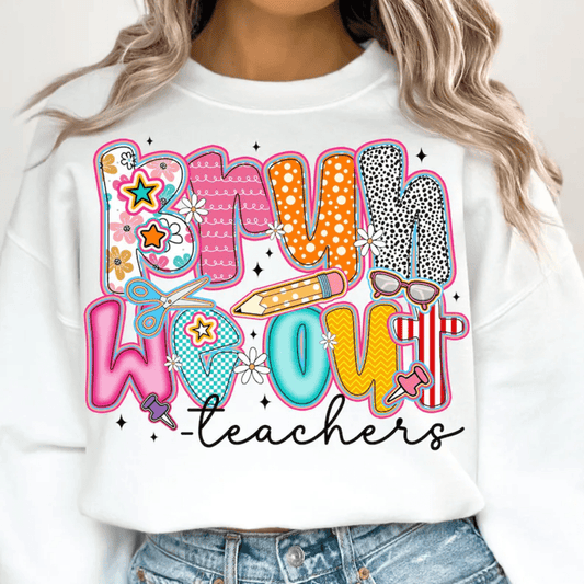TRANSFER TUESDAY BRUH WE OUT TEACHERS PENCIL SCHOOL DTF DIRECT TO FILM transfers size ADULT 10X12 - Do it yourself Transfers