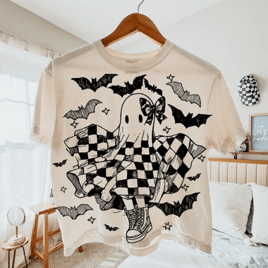 TRANSFER TUESDAY GHOST DANCING CHECKER BATS SINGLE COLOR BLACK SCREEN PRINT transfer ADULT 10X12 - Do it yourself Transfers