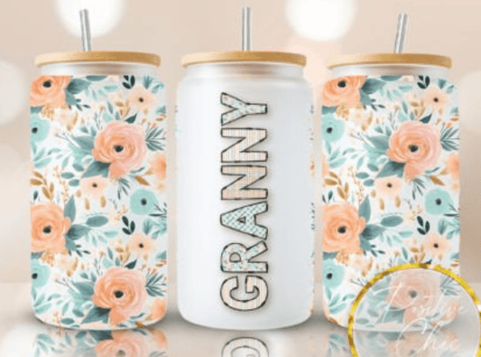 TRANSFER TUESDAY GRANNY PLASTEL FLOWERS CUP WRAP UV DTF 16OZ - Do it yourself Transfers