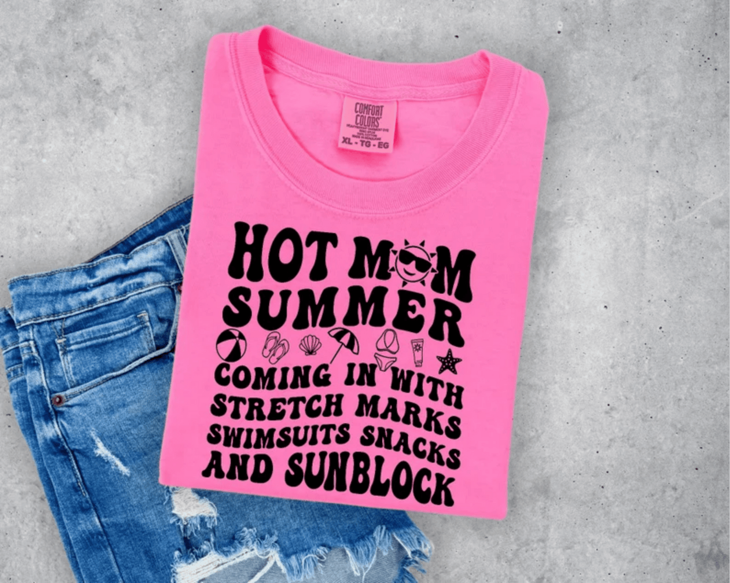 TRANSFER TUESDAY HOT MOM SUMMER COMING IN WITH STRETCH MARKS SWIMSUITS SNACKS SINGLE COLOR BLACK DTF DIRECT TO FILM transfers ADULT 10X12 - Do it yourself Transfers