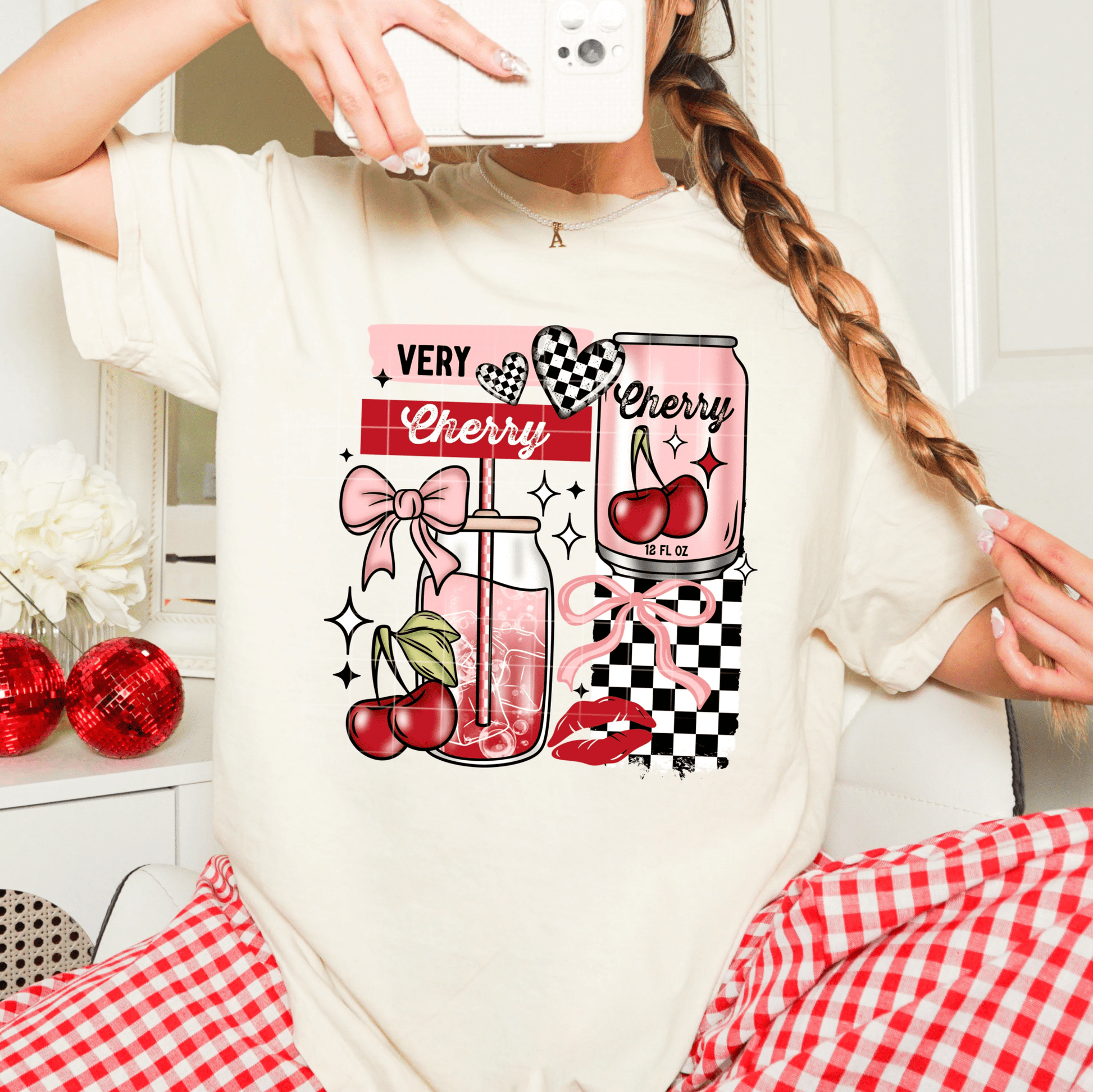 TRANSFER TUESDAY JUNE 6TH VERY CHERRY CAN CHECKER CHERRIES DTF DIRECT TO FILM transfers ADULT 10X11 - Do it yourself Transfers