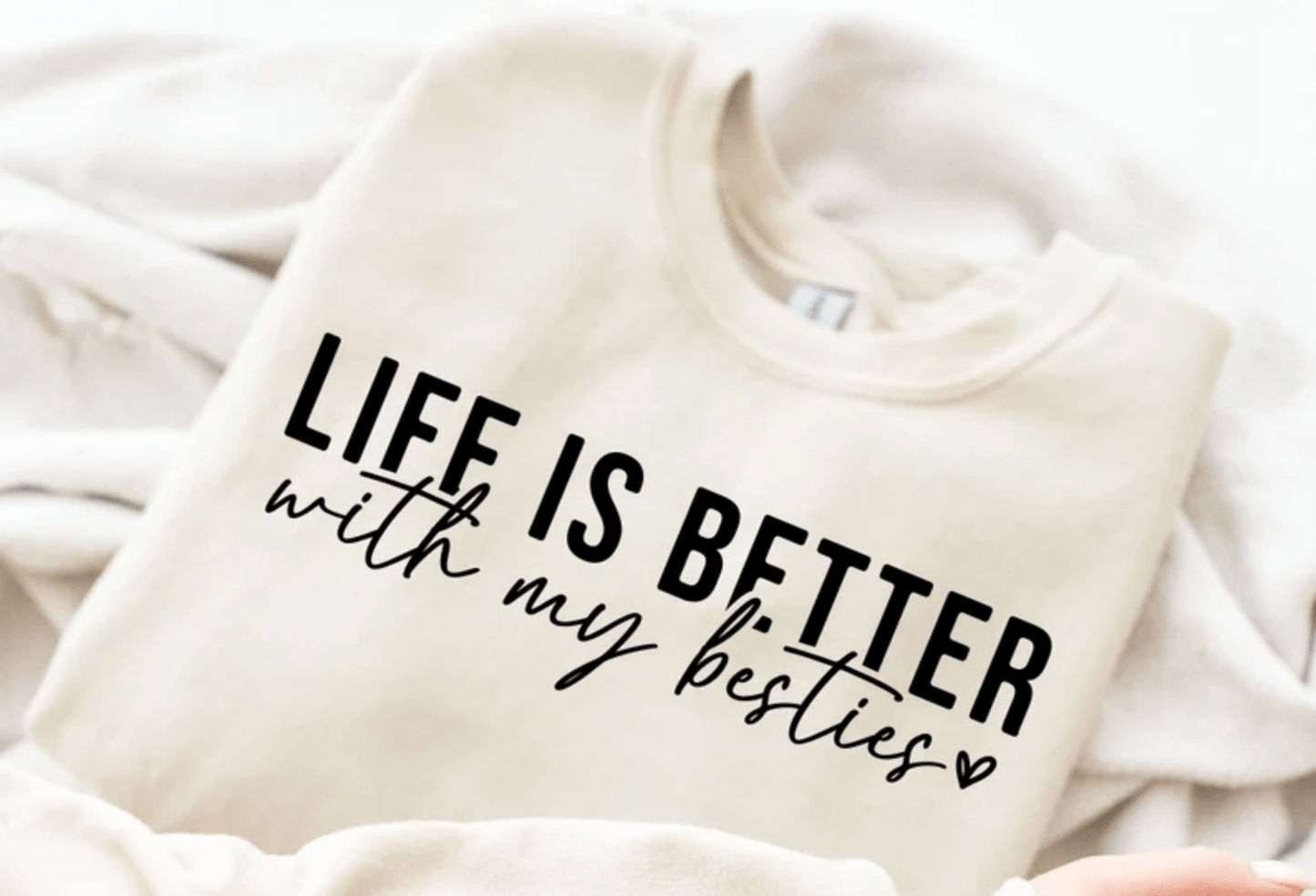 TRANSFER TUESDAY LIFE IS BETTER WITH MY BESTIE SINGLE COLOR BLACK DTF DIRECT TO FILM transfers ADULT 7X12 - Do it yourself Transfers