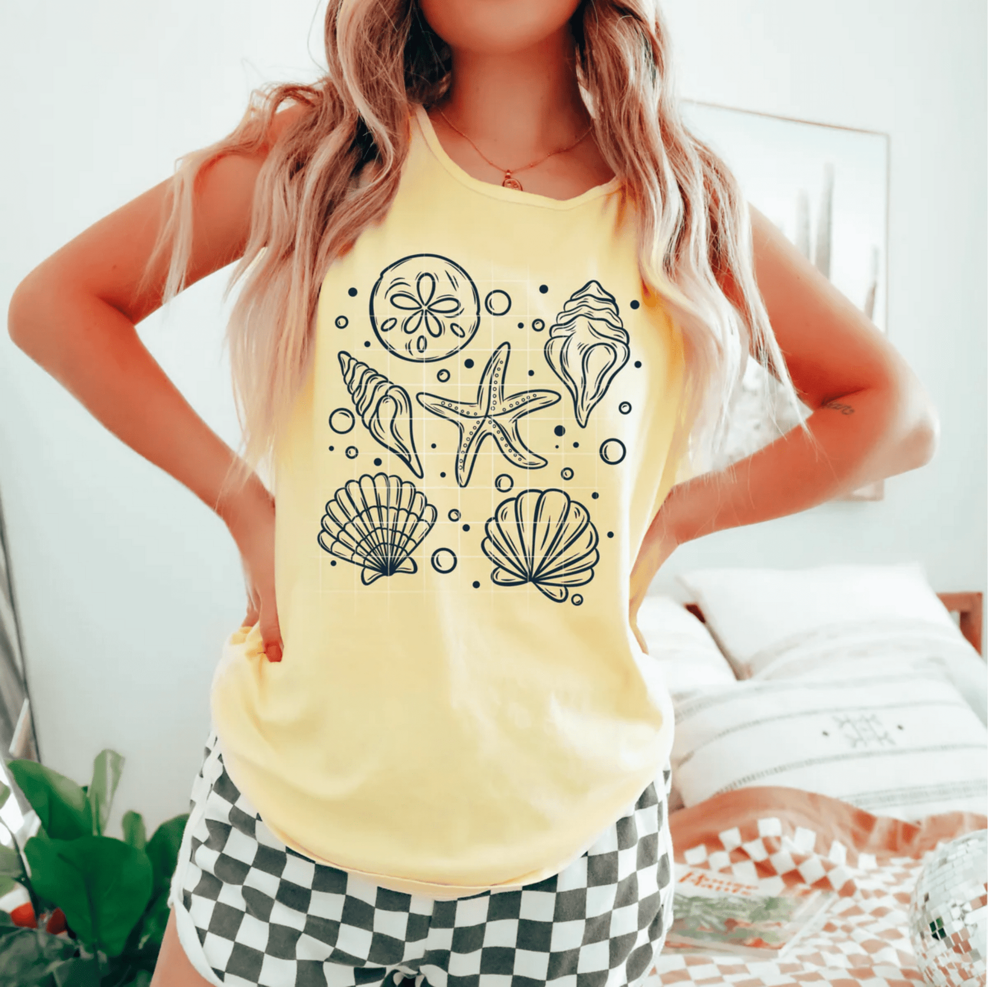 TRANSFER TUESDAY SEASHELL BEACH SAND SINGLE COLOR BLACK Screen Print transfers size ADULT 11X12 - Do it yourself Transfers