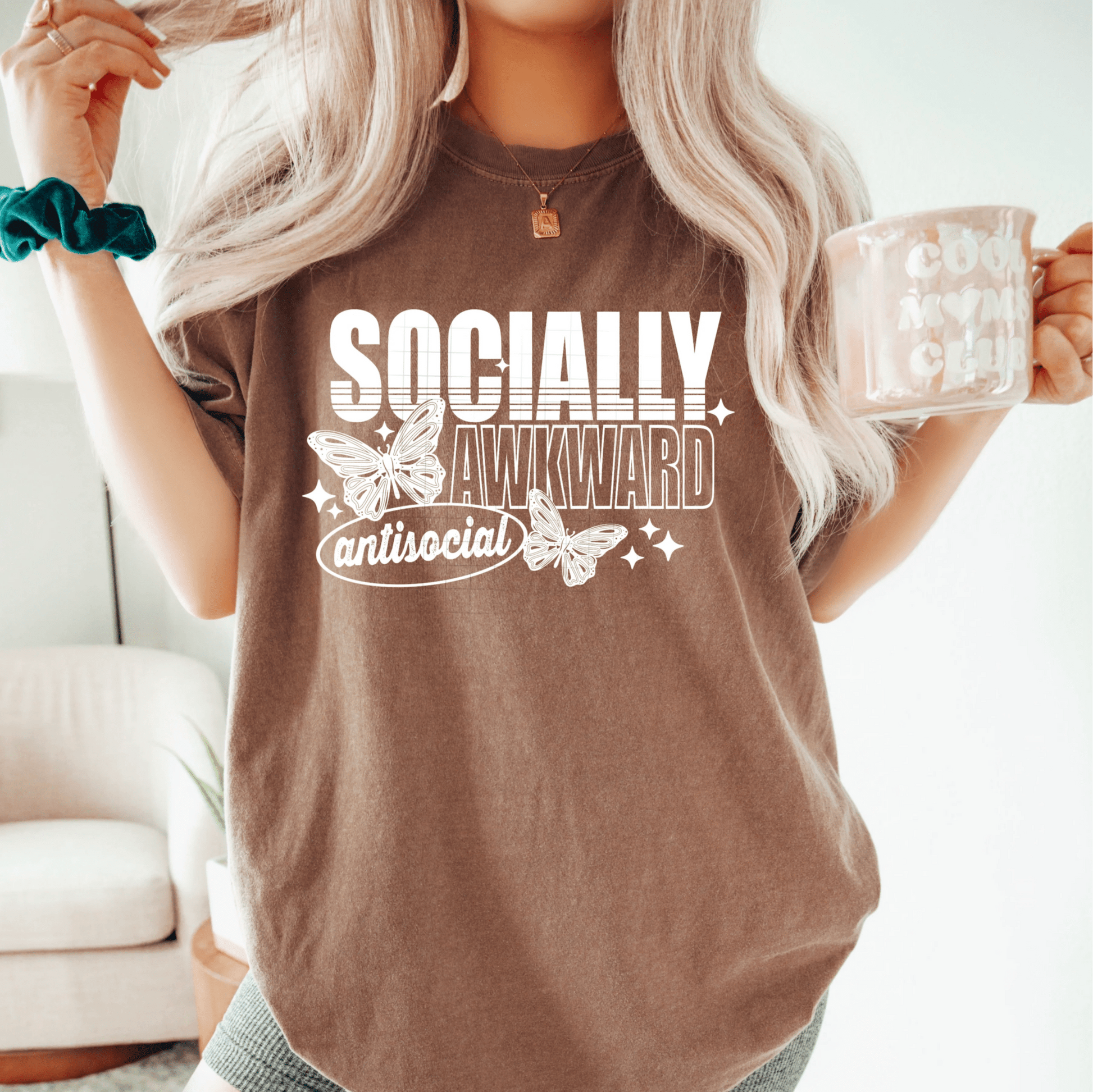 TRANSFER TUESDAY SHIPS JUNE 6TH SOCIALLY AWKWARD ANTISOCIAL SINGLE COLOR WHITE DTF DIRECT TO FILM transfers ADULT 9X12 - Do it yourself Transfers