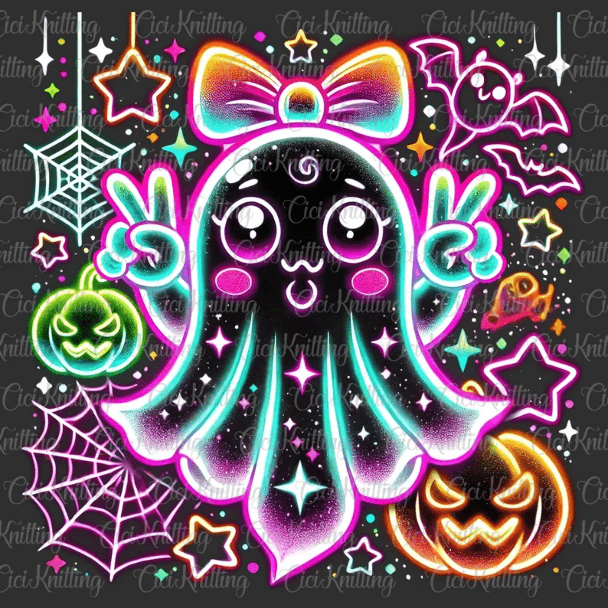 TRANSFER TUESDAY SPOOKY GIRLY GHOST NEON HALLOWEEN DTF DIRECT TO FILM transfers ADULT PICK YOUR SIZE - Do it yourself Transfers
