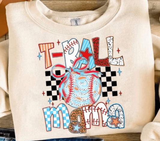 TRANSFER TUESDAY T - BALL MAMA BOW CHECKER DTF DIRECT TO FILM transfers size ADULT 10X12 - Do it yourself Transfers