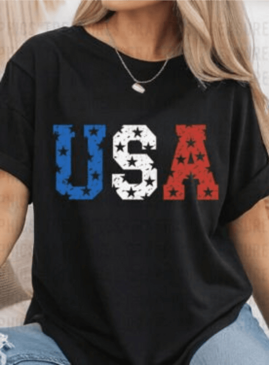 TRANSFER TUESDAY USA STARS JULY 4TH RED WHITE BLUE DTF DIRECT TO FILM transfers ADULT 7X12 - Do it yourself Transfers